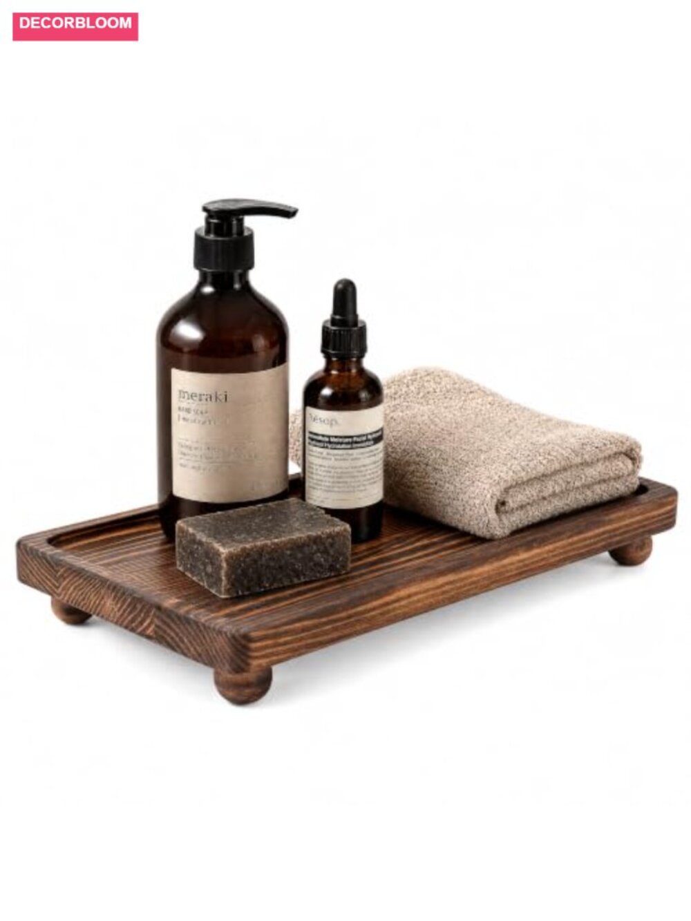 Rustic Wooden Bathroom Vanity Tray Sink Counter Organizer Farmhouse